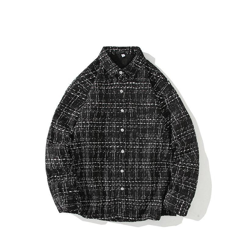 Herren Strukturierte Bouclé-Hemdjacke mit Karo-Jacquard und legerer Passform Echo Archiv