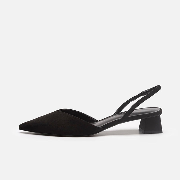 Damen Elegante spitz zulaufende Slingback-Pumps mit elastischem Fersenriemen und niedrigem Blockabsatz – Lioré