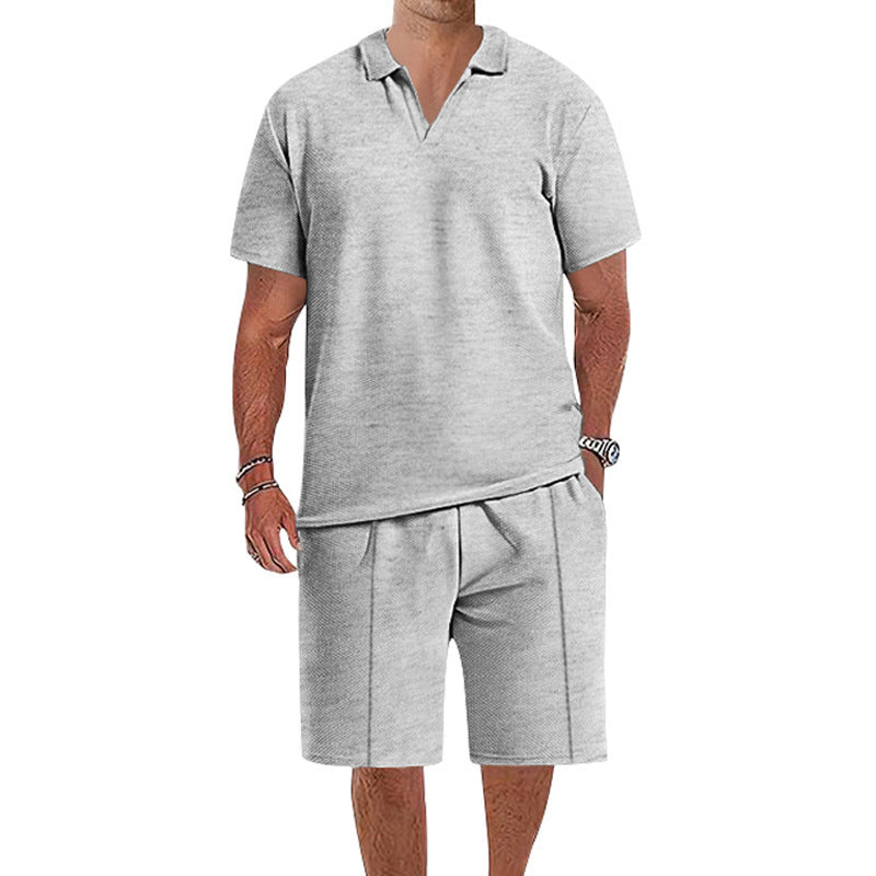 Herren lässiges Polo-Shorts-Set mit atmungsaktiver Struktur Echoarchiv
