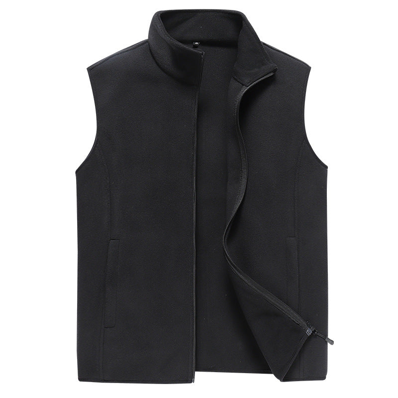 Herren Ärmellose Microfleece‑Weste mit Stehkragen und verdecktem Zweiwege-Reißverschluss Echoarchiv