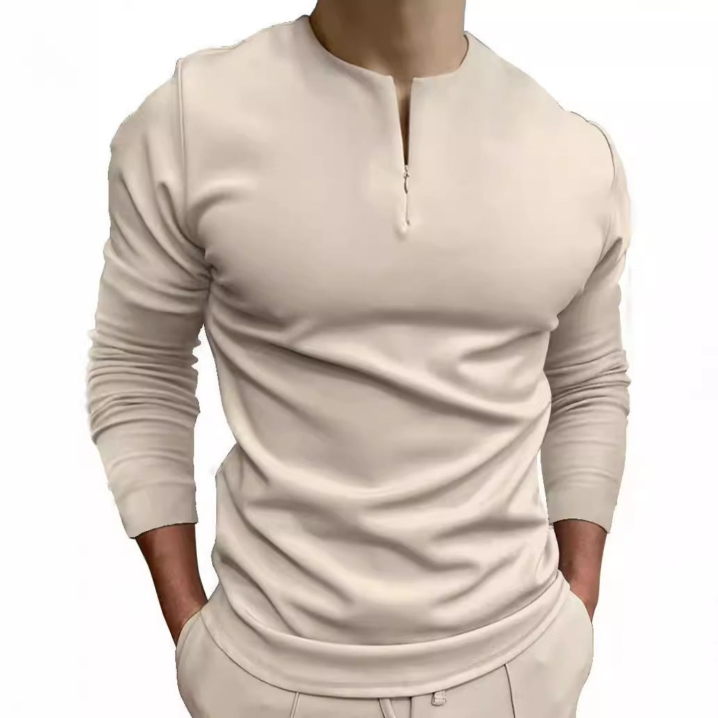 Herren Langarmshirt mit Stehkragen und Reißverschluss Echoarchiv