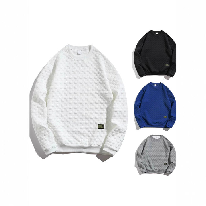 Herren lässiger Struktur-Sweater mit Rundhalsausschnitt und elastischen Bündchen Echoarchiv