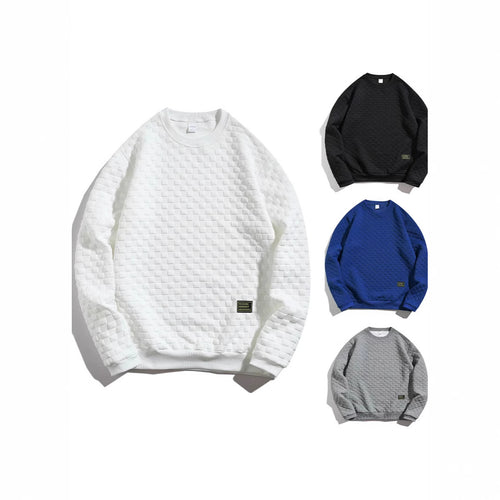 Herren lässiger Struktur-Sweater mit Rundhalsausschnitt und elastischen Bündchen Echoarchiv