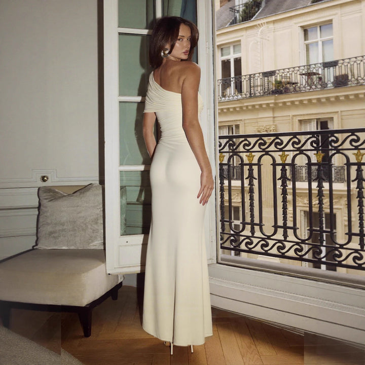 Damen Elegantes One-Shoulder Maxikleid mit figurbetonendem Schnitt und verspieltem Bindeband Echo Archiv