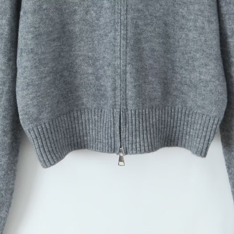 Damen Kurzgeschnittene Strickjacke mit Reißverschluss und abnehmbarem Kunstfellkragen Echoarchiv