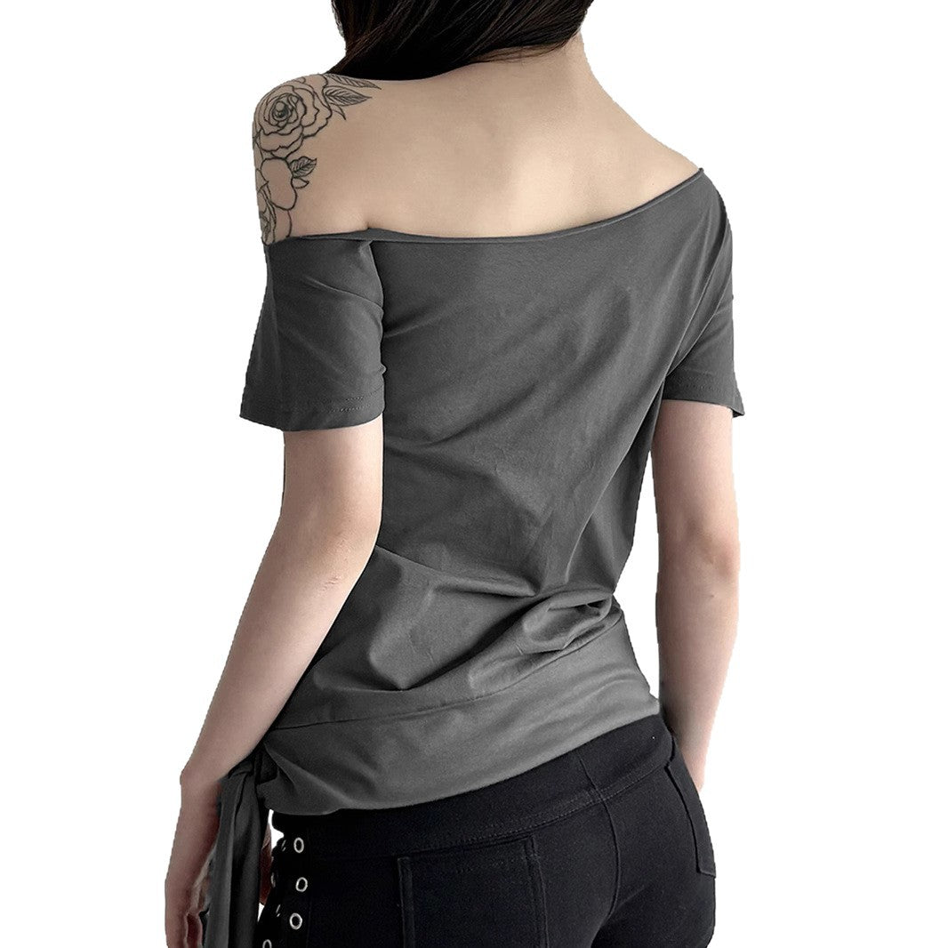 Damen asymmetrisches Top mit dekorativem Knoten Echo Archiv