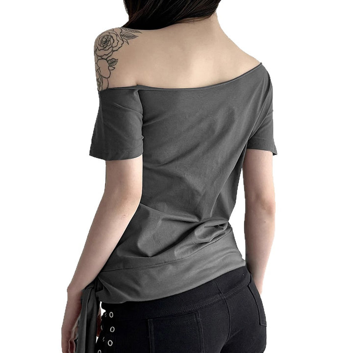 Damen asymmetrisches Top mit dekorativem Knoten Echo Archiv