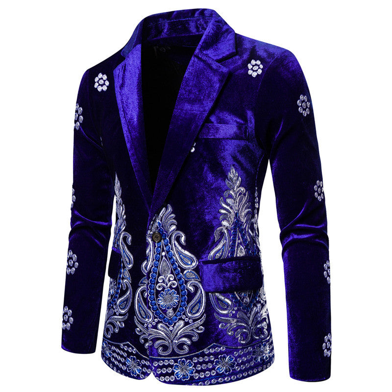 Herren eleganter Samtblazer mit opulenter Stickerei Echoarchiv