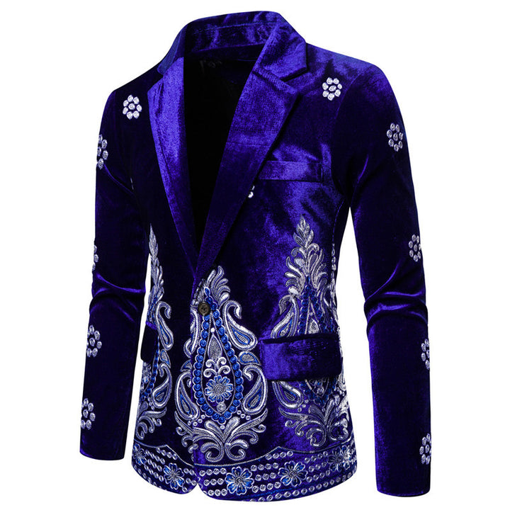 Herren eleganter Samtblazer mit opulenter Stickerei Echoarchiv