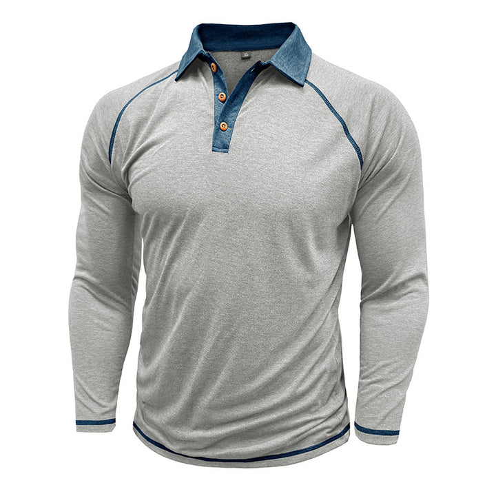 Herren Sportliches Langarm Polohemd mit strukturierter Kragenpartie und modischem Knopfdesign Echoarchiv