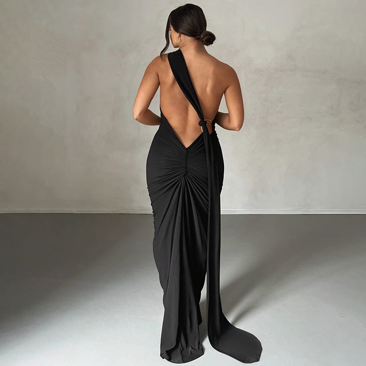 Damen Elegantes One-Shoulder Maxikleid mit figurbetonter Silhouette Echo Archiv
