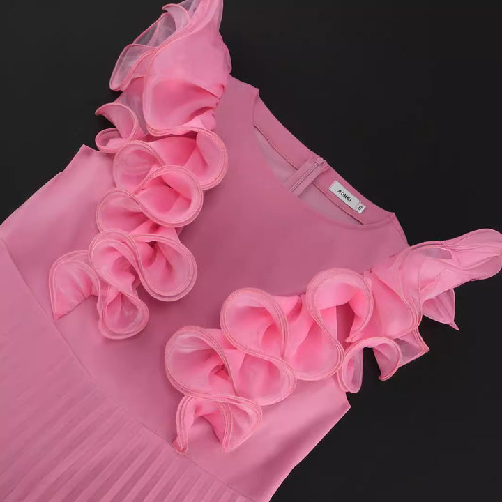 Damen Plissee Kleid mit voluminösen Rüschendetails Echo Archiv