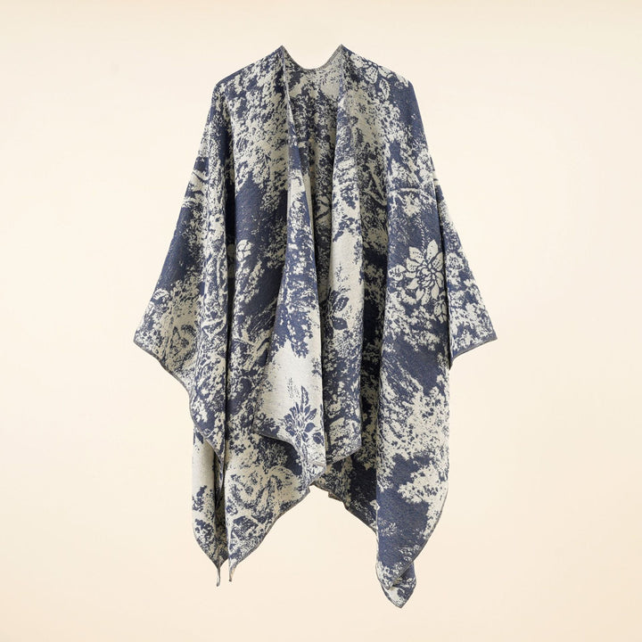 Damen Jacquard-Umhang mit floraler Strukturwebung und offenem Kimono-Fall Echo Archiv
