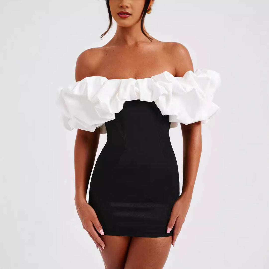 Damen Cocktailkleid mit voluminösen Rüschenärmeln Echo Archiv