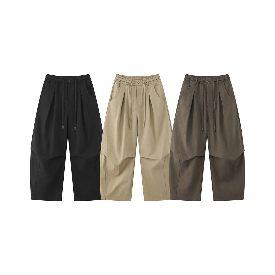 Damen Weite Culotte-Hose mit hohem Bund, Kellerfalten und Kordelzug Echoarchiv