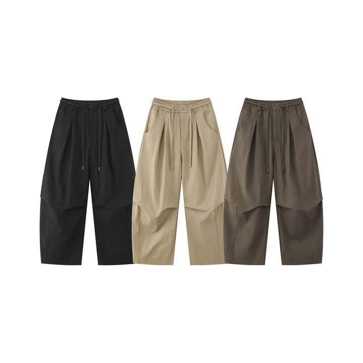 Damen Weite Culotte-Hose mit hohem Bund, Kellerfalten und Kordelzug Echoarchiv