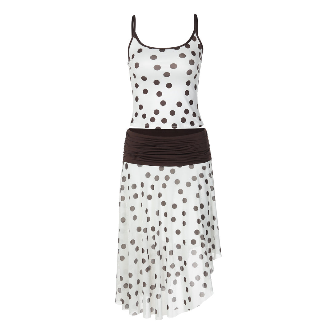 Damen Verspieltes Polka Dot Kleid mit Rüschenelementen und elastischem Taillenband Echo Archiv