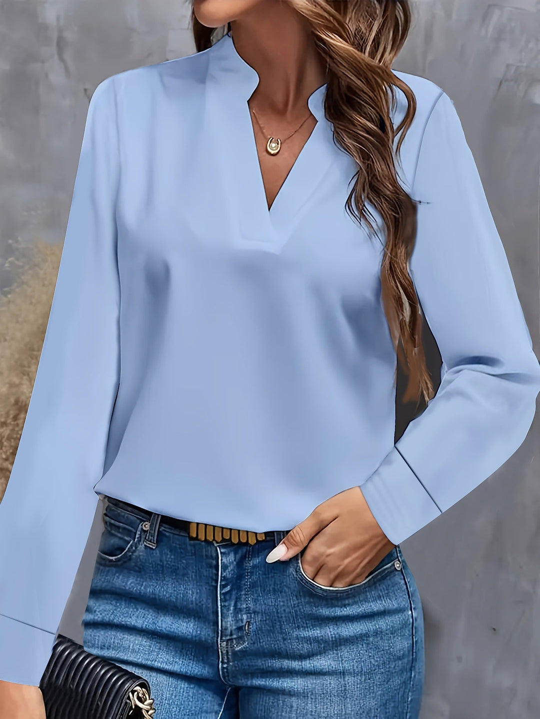 Damen Bluse mit Stehkragen und langen Ärmeln Echoarchiv