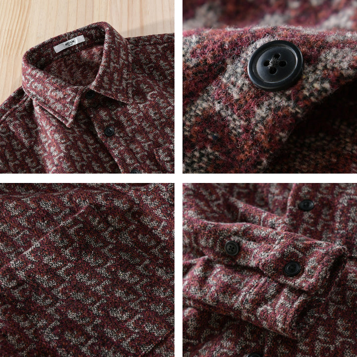 Herren Strukturiertes Jacquard-Overshirt mit Brusttasche und Relaxed Fit Echoarchiv