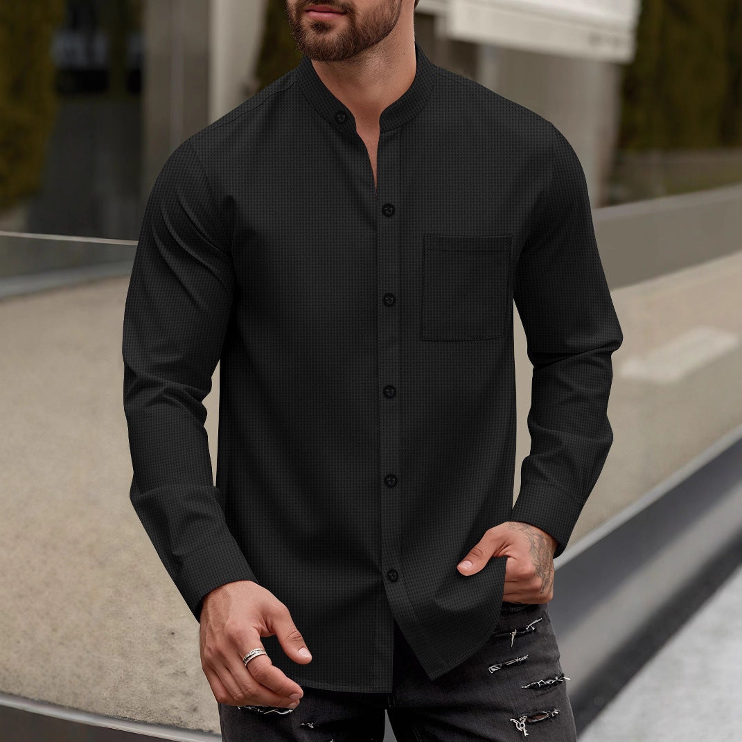 Herren Elegantes Hemd mit Stehkragen Echoarchiv
