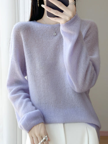Damen Ultraleichter Mohair‑Look Oversize-Pullover mit U-Boot-Ausschnitt und überschnittener Schulter Echoarchiv