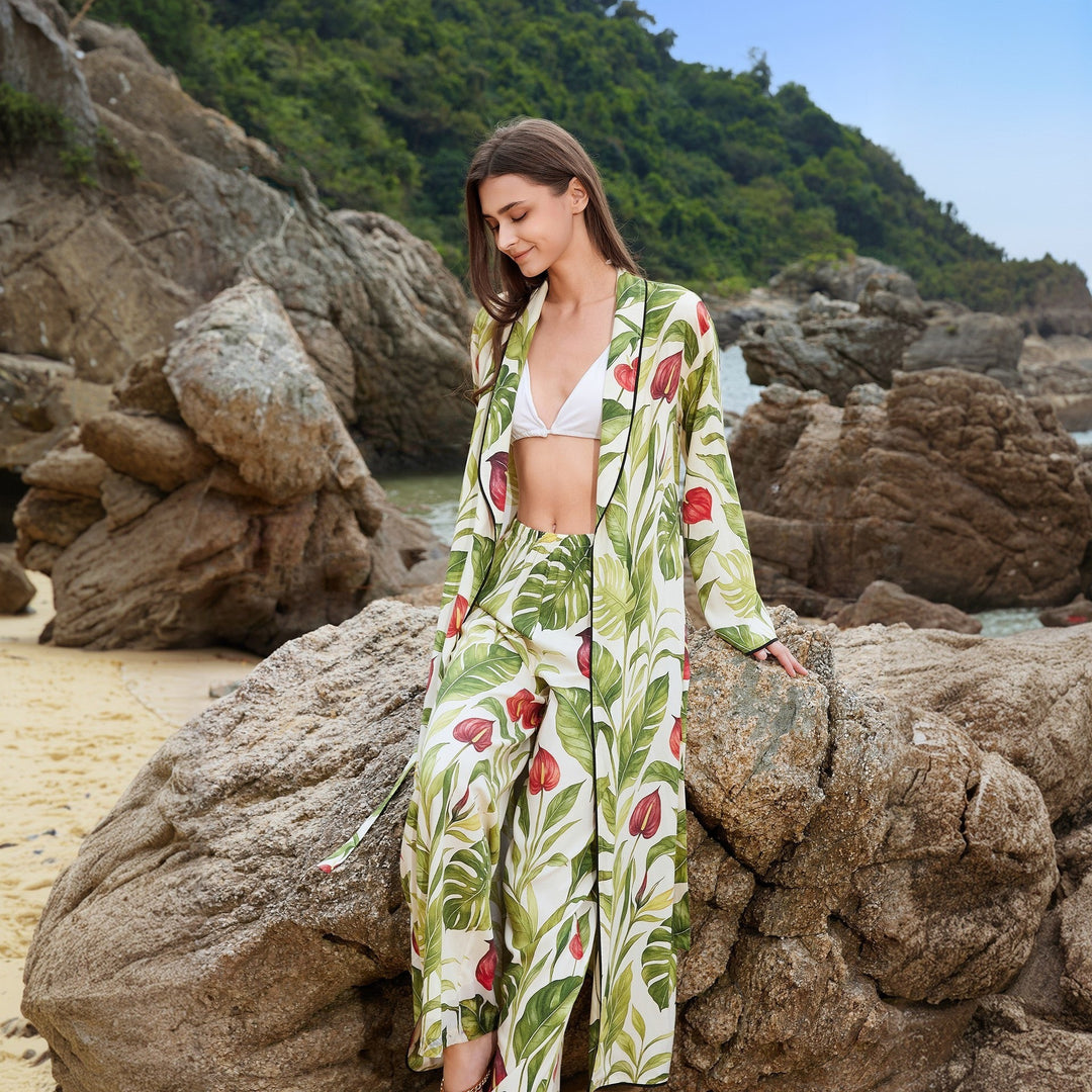 Damen luftiger Kimono mit floralen Mustern Echo Archiv