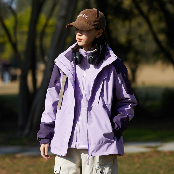 Damen zweilagige Softshell‑Outdoorjacke mit abnehmbarem Fleece‑Innenlayer und Kapuze Echoarchiv