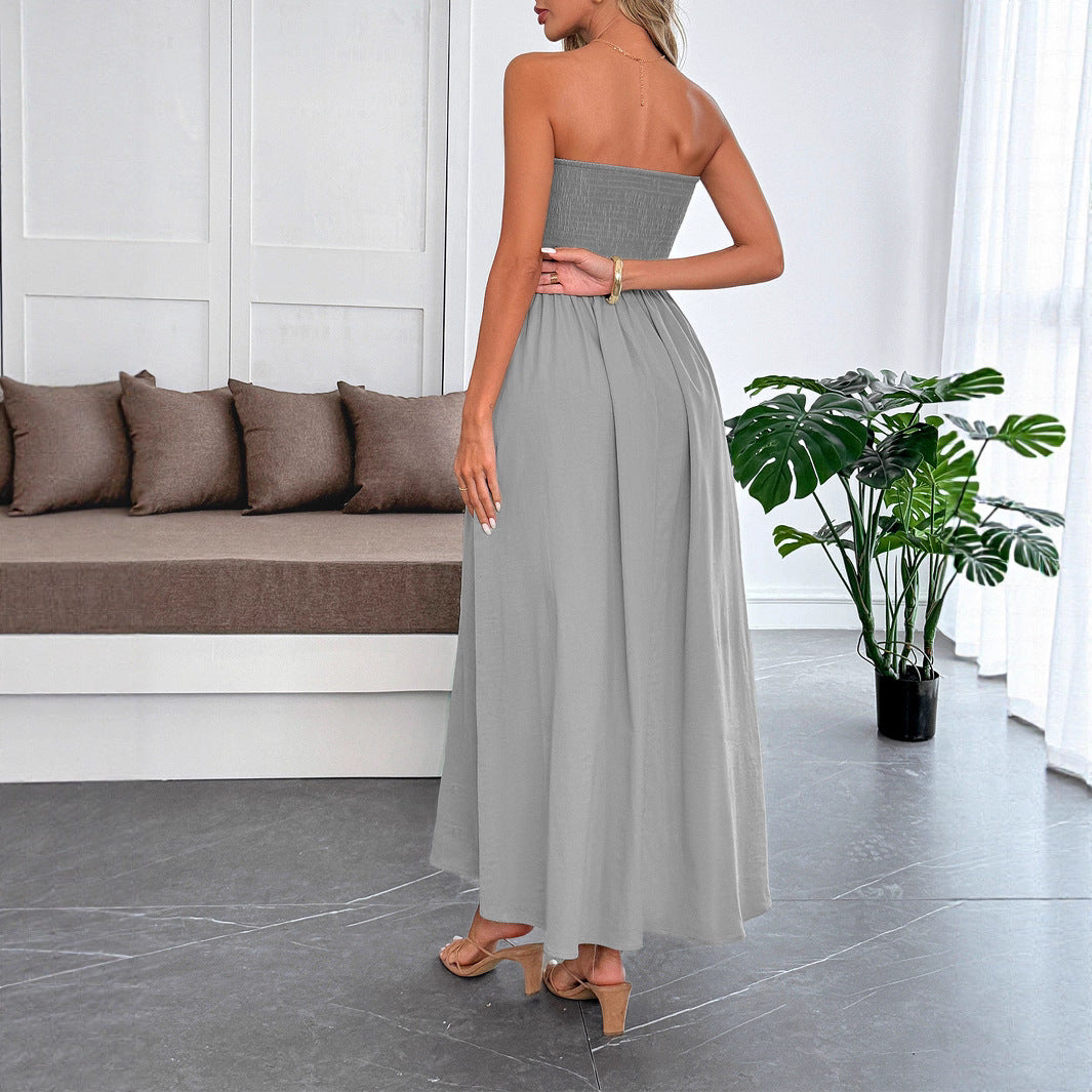 Damen Maxikleid mit gerafftem Oberteil und elastischem Bund Echo Archiv