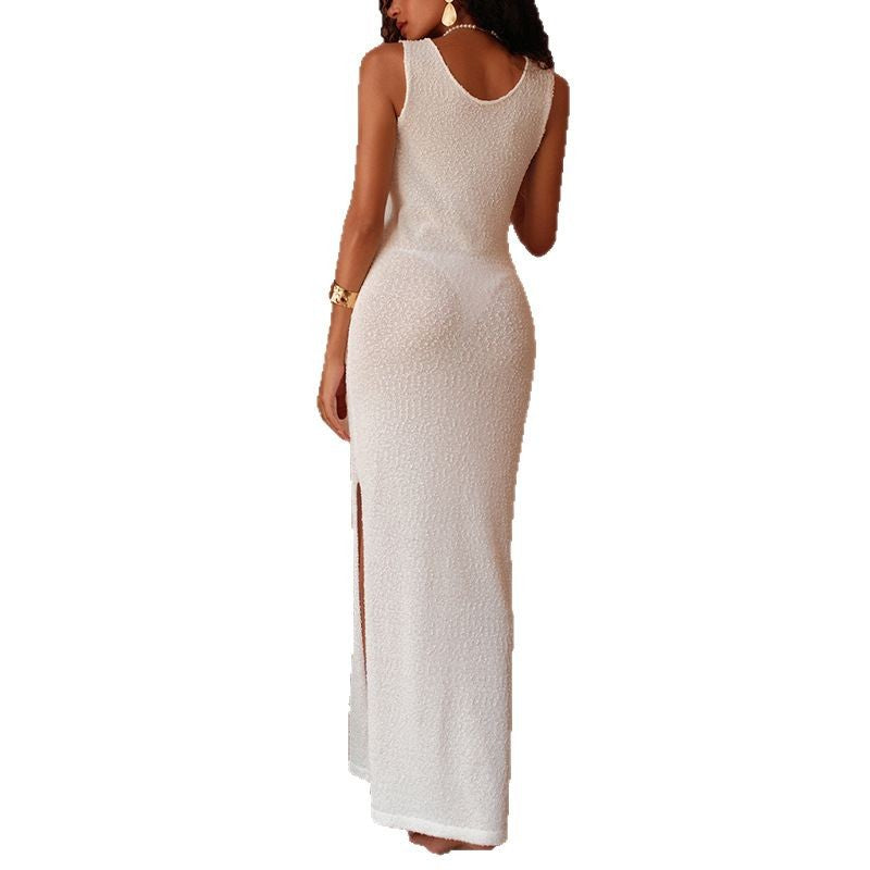 Damen figurbetontes Langkleid mit Off-Shoulder-Ausschnitt und hohem Schlitz Echo Archiv