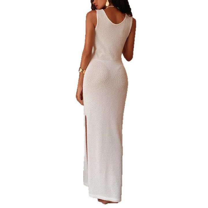 Damen figurbetontes Langkleid mit Off-Shoulder-Ausschnitt und hohem Schlitz Echo Archiv