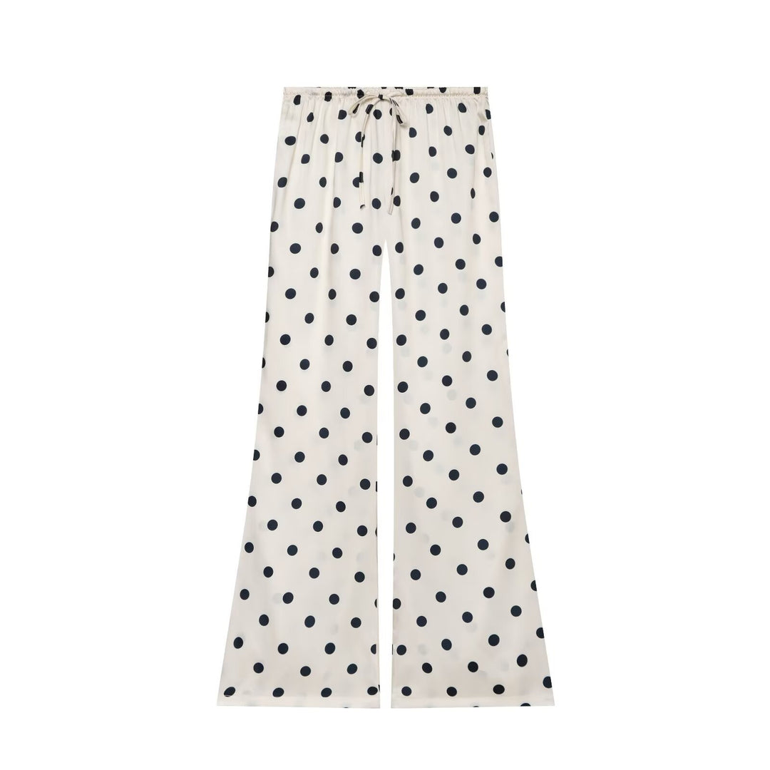 Damen Weite Satin-Hose mit elastischem Tunnelzugbund und Polka-Dot-Muster Echo Archiv