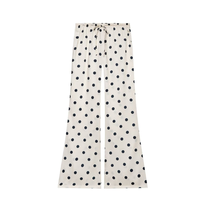Damen Weite Satin-Hose mit elastischem Tunnelzugbund und Polka-Dot-Muster Echo Archiv