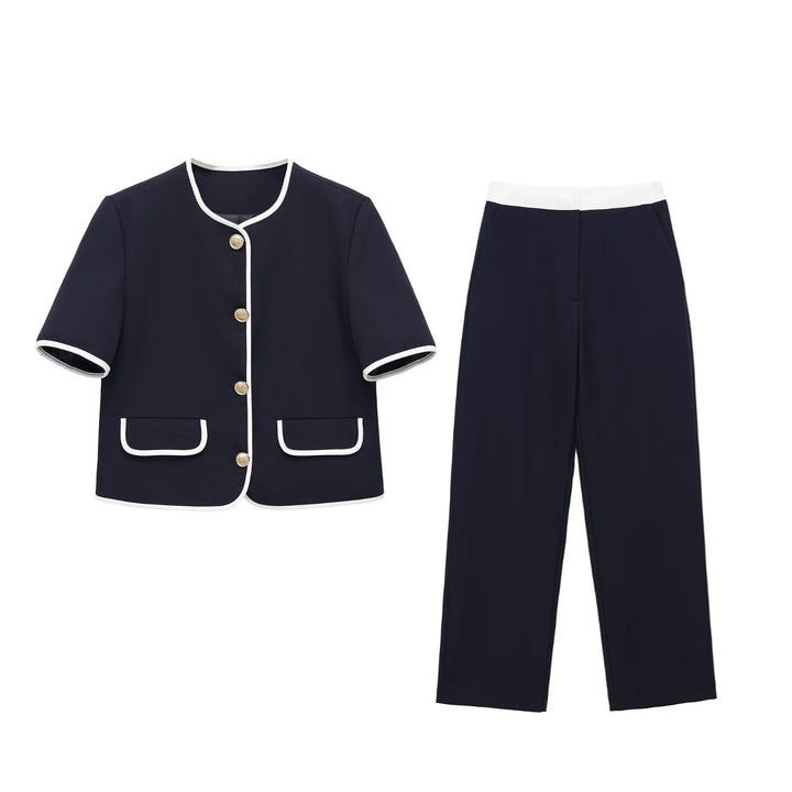 Damen modisches Set mit eleganter Jacke und weit geschnittenen Hosen Echo Archiv