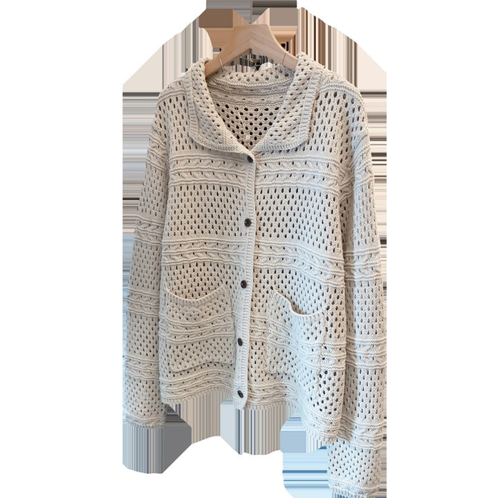 Damen Lässige Strickjacke im Lochmuster Echoarchiv