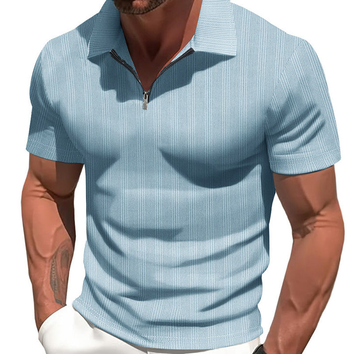Herren sportliches Kurzarm-Poloshirt mit hochwertigem Reißverschluss und strukturiertem Design Echoarchiv