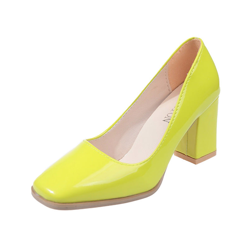 Damen elegante Pumps mit quadratischer Zehenkappe und hohem Blockabsatz Echoarchiv