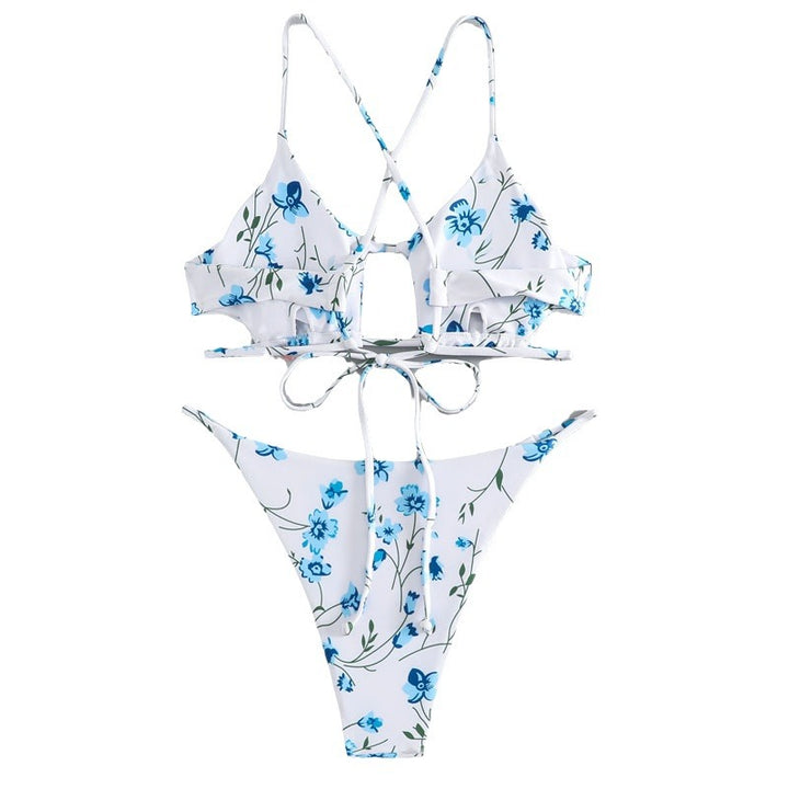 Damen Bikiniset mit verstellbaren Trägern und floralem Musterdruck Echo Archiv