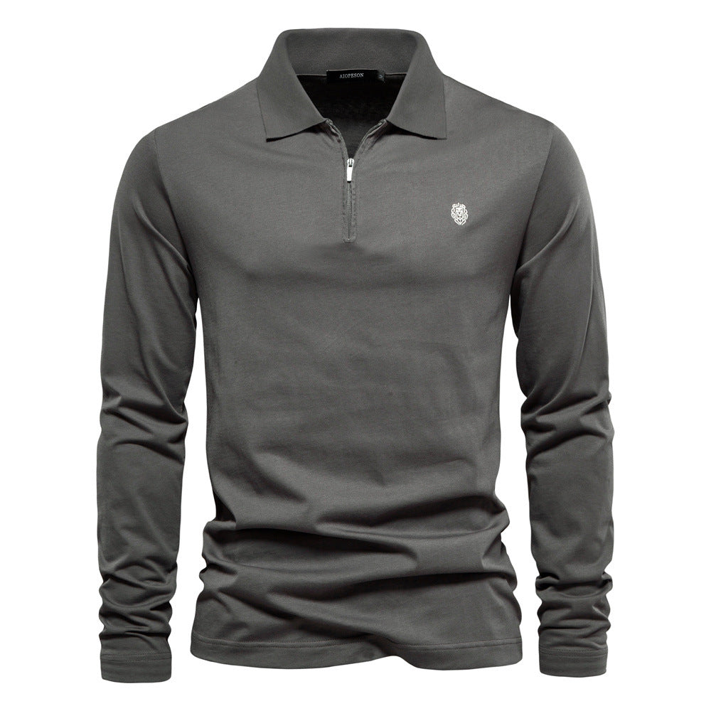 Herren Langärmliges Poloshirt mit modischem Reißverschluss und angenehmer Baumwollmischung Echoarchiv