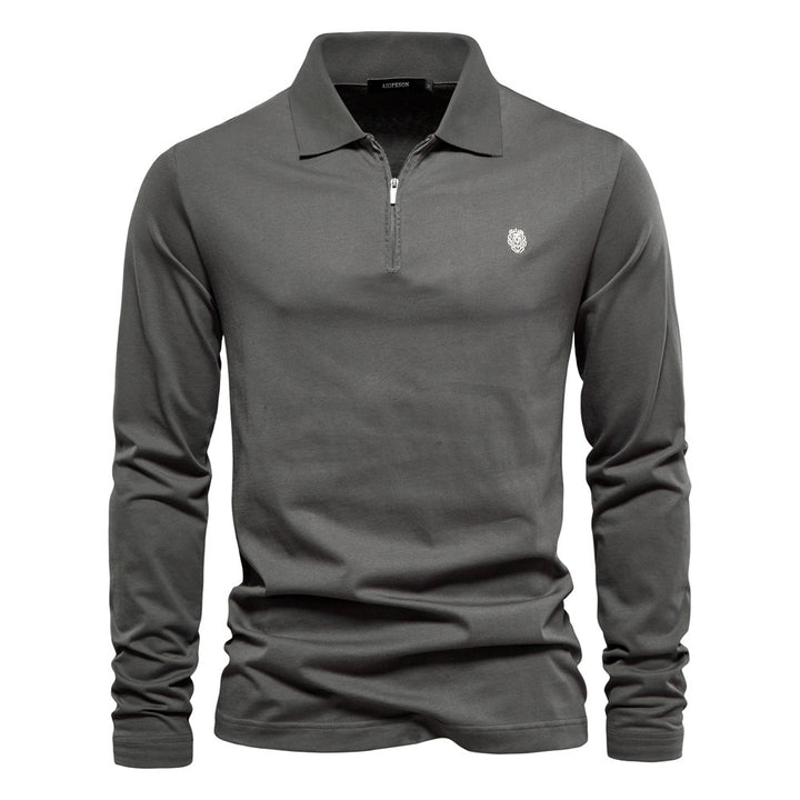 Herren Langärmliges Poloshirt mit modischem Reißverschluss und angenehmer Baumwollmischung Echoarchiv
