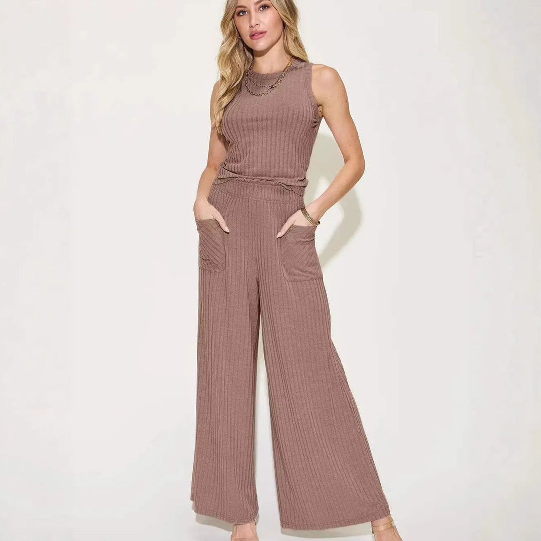 Damen lässiger Overall mit weitem Bein und praktischen Taschen Echo Archiv