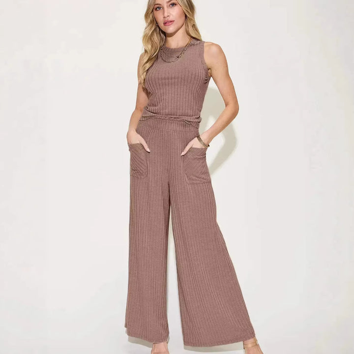 Damen lässiger Overall mit weitem Bein und praktischen Taschen Echo Archiv