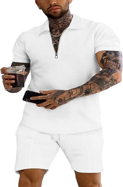 Herren sportliches Oberteil und Shorts Set mit strukturiertem Design Echoarchiv