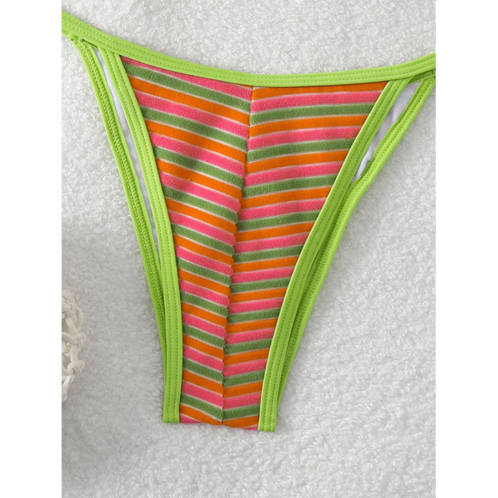 Damen Triangel-Bikini mit verspieltem Schnitt und bunten Streifen Echo Archiv