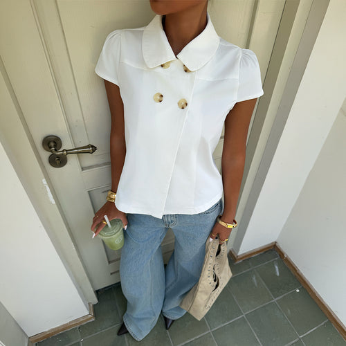 Damen elegante Bluse mit schicken Knopfdetails und Kragen Echo Archiv