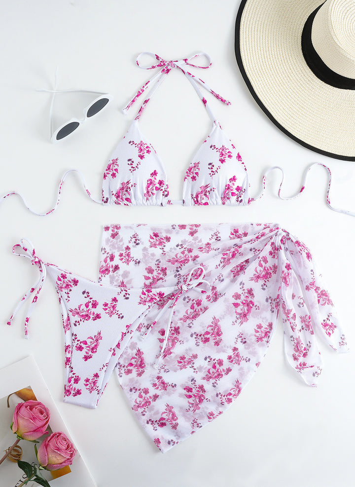Damen Triangel-Bikini mit floralem Muster und zartem Cover-Up Echo Archiv