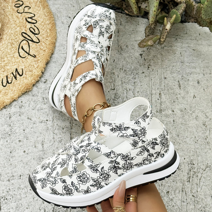 Damen Plateau‑Sneaker‑Sandale mit geschlossener Kappe und Klettverschluss Echo Archiv