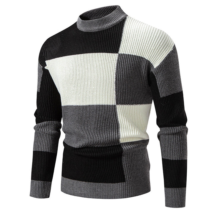 Herren modischer Rollkragenpullover mit strukturiertem Karomuster Echoarchiv