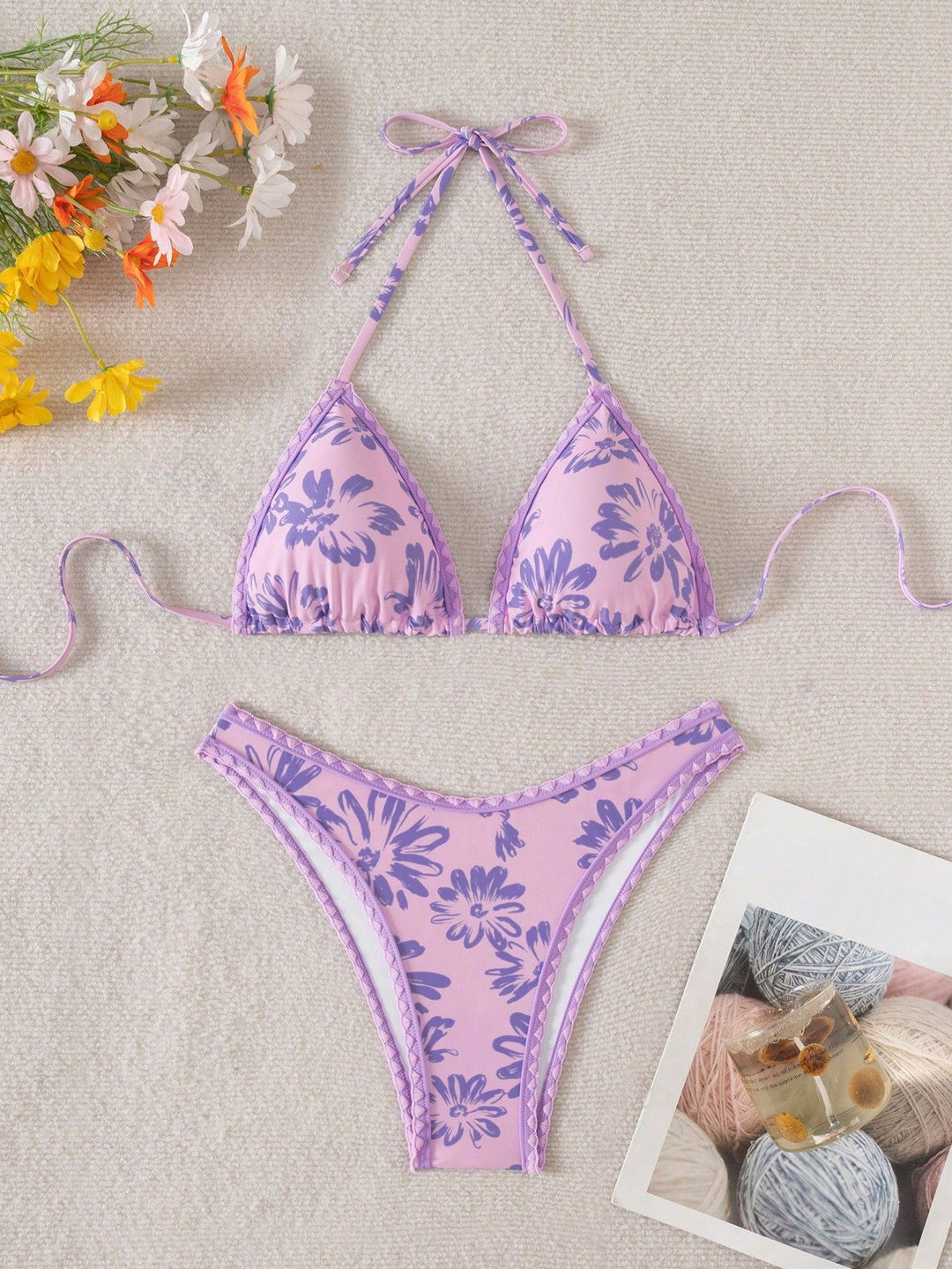 Damen Triangel-Bikini mit verspieltem Blumenmuster Echo Archiv