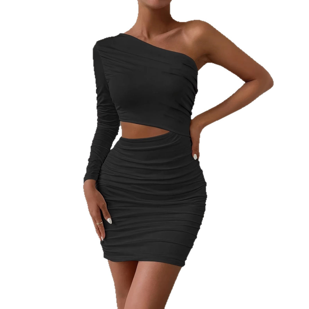 Damen Bodycon Kleid mit asymmetrischem Ausschnitt und Raffungen Echo Archiv