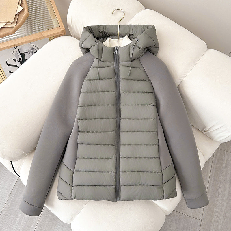 Damen Leichtgewichtige Hybrid-Pufferjacke mit Kapuze und Softshell-Ärmeln Echo Archiv
